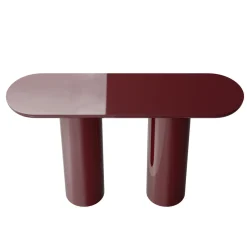 Console Eva con piano ovale in finitura rosso vino lucido