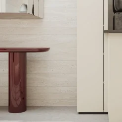 Console Eva con piano ovale in finitura rosso vino lucido