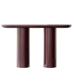 Console Eva con piano ovale in finitura rosso vino lucido