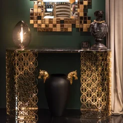 Console Fitzgerald Arabesque con piano in marmo nero