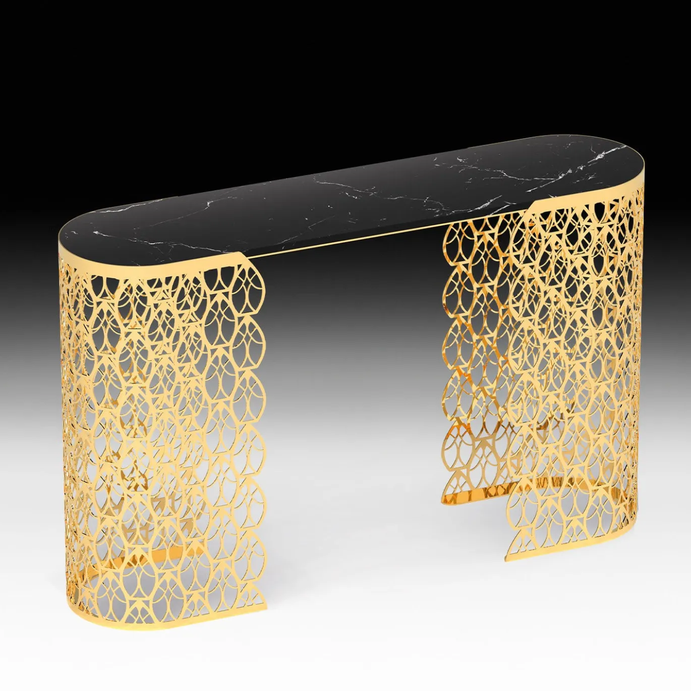 Console Fitzgerald Arabesque con piano in marmo nero