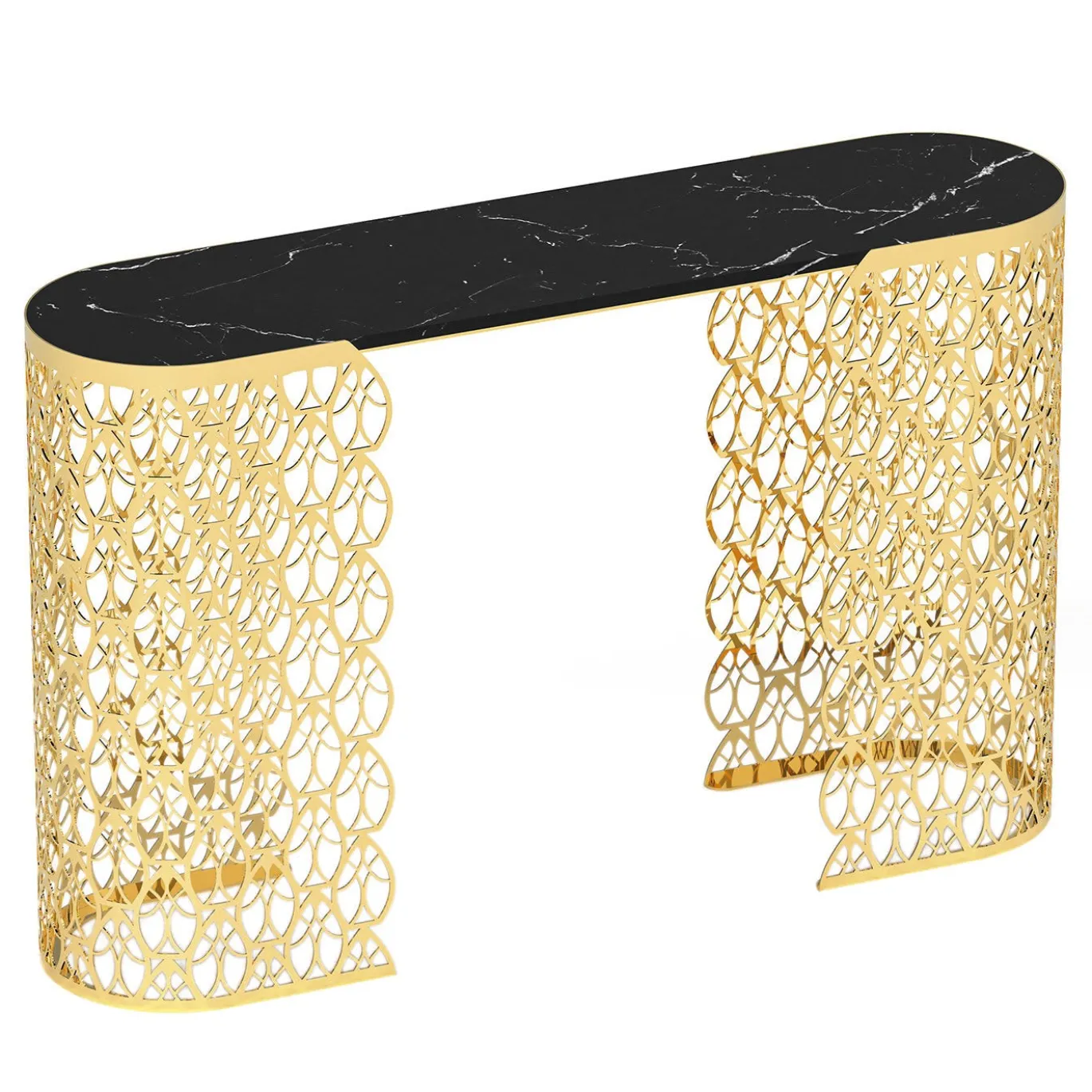 Console Fitzgerald Arabesque con piano in marmo nero