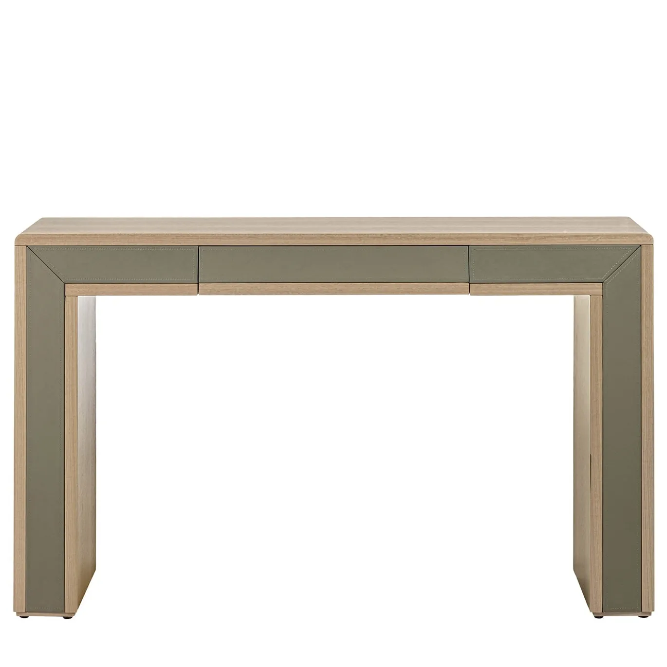 Console Galileo Lux in pelle e legno eucalipto