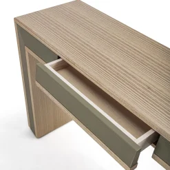 Console Galileo Lux in pelle e legno eucalipto