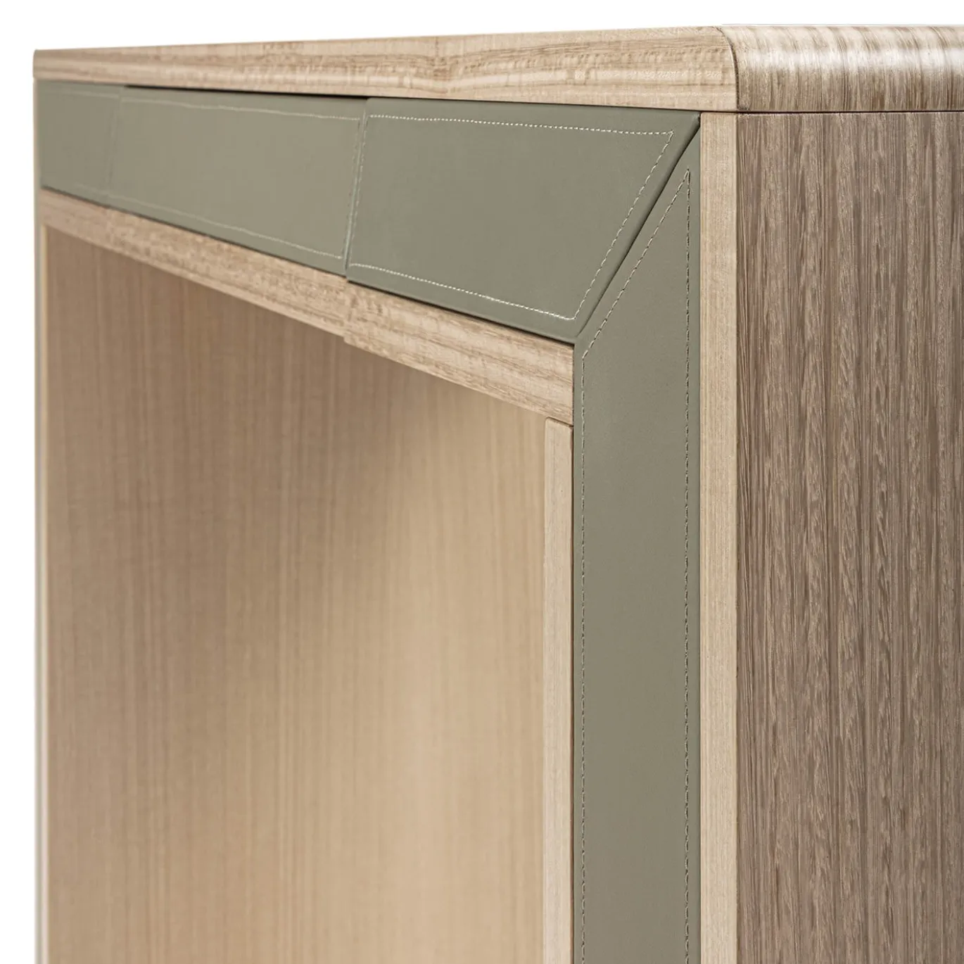 Console Galileo Lux in pelle e legno eucalipto