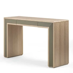 Console Galileo Lux in pelle e legno eucalipto