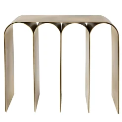 Console in acciaio con arco d'oro e bronzo