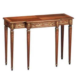 Console in faggio dipinta a mano in stile Chippendale