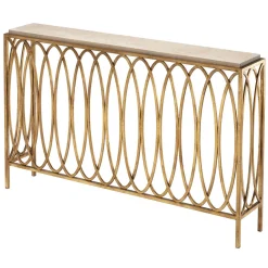 Console in ferro con foglia oro e piano in marmo Novecento