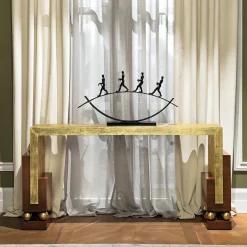 Console in foglia d'oro e palissandro