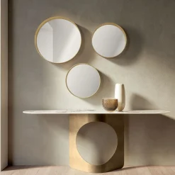 Console in gres marmorizzato e metallo bronzato Hole