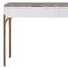 Console in legno con piano in marmo grigio San Nicola e struttura laccata avorio