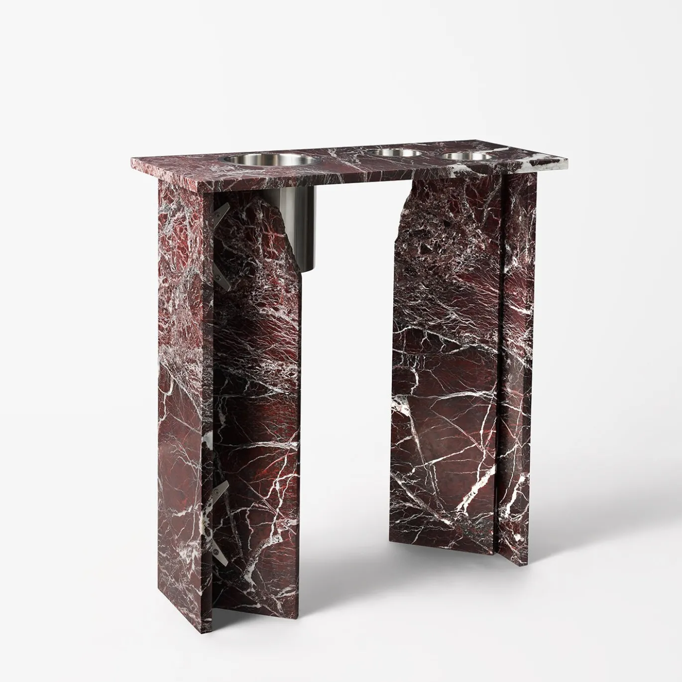 Console in marmo Rosso Levanto con portabottiglie di Parasite 2.0