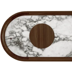 Console in noce nero Creta con top in marmo bianco Arabescato