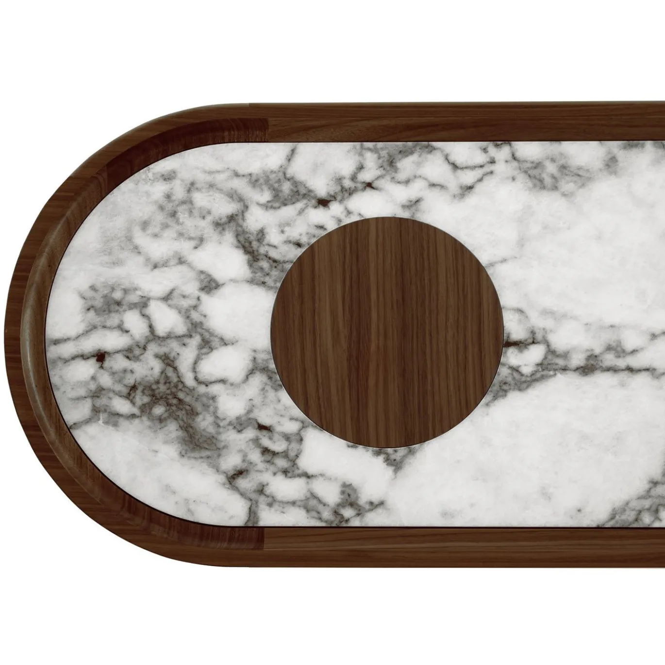 Console in noce nero Creta con top in marmo bianco Arabescato