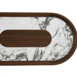 Console in noce nero Creta con top in marmo bianco Arabescato