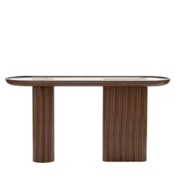 Console in noce nero Creta con top in marmo bianco Arabescato