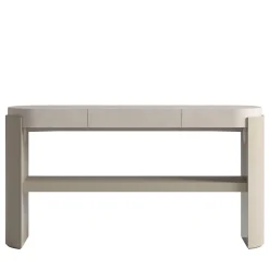 Console in pelle e legno beige