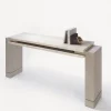 Console in pelle Stratos con piano in travertino