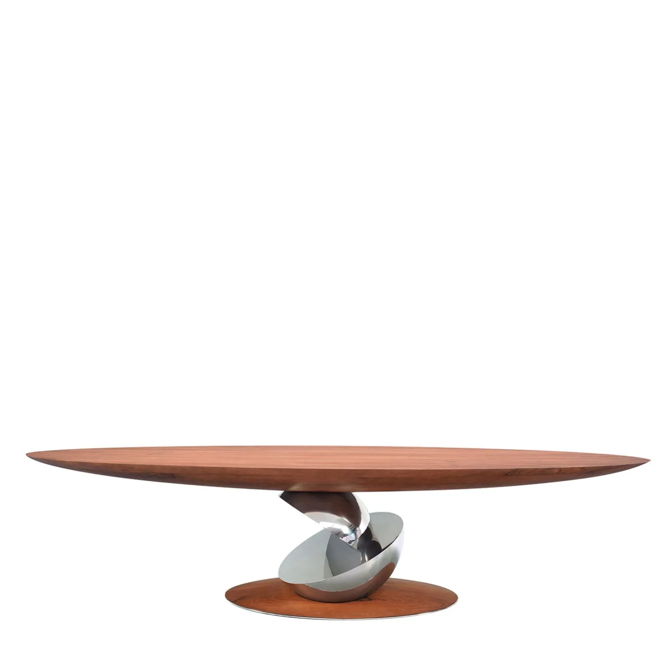 Console Lama in legno di noce e acciaio inossidabile