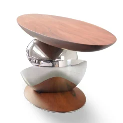 Console Lama in legno di noce e acciaio inossidabile