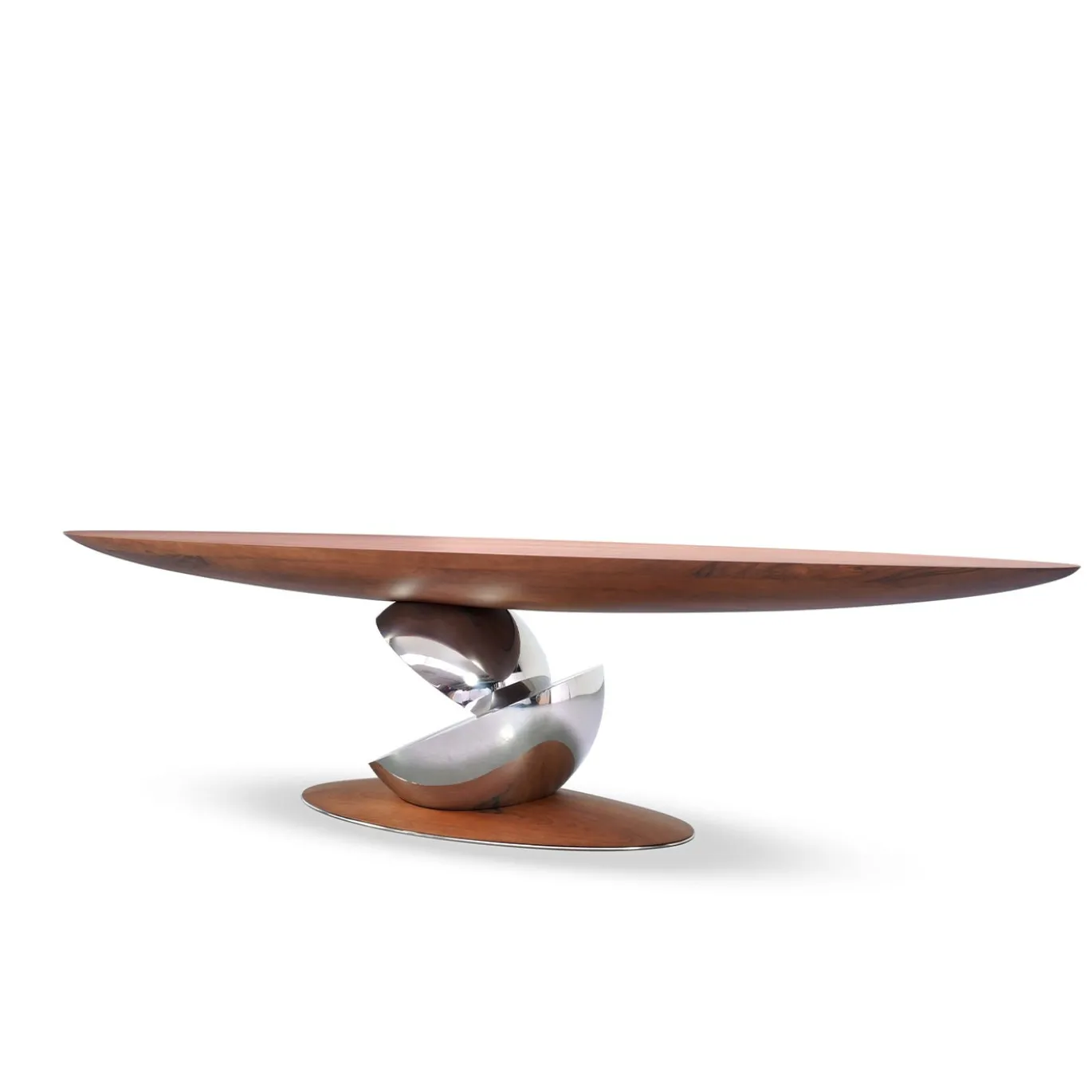 Console Lama in legno di noce e acciaio inossidabile
