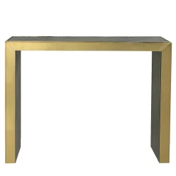 Console Materia con telaio in oro e piano in vetro fumé