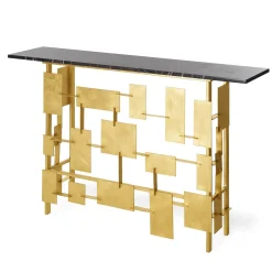Console Raymond con struttura in metallo e piano in marmo