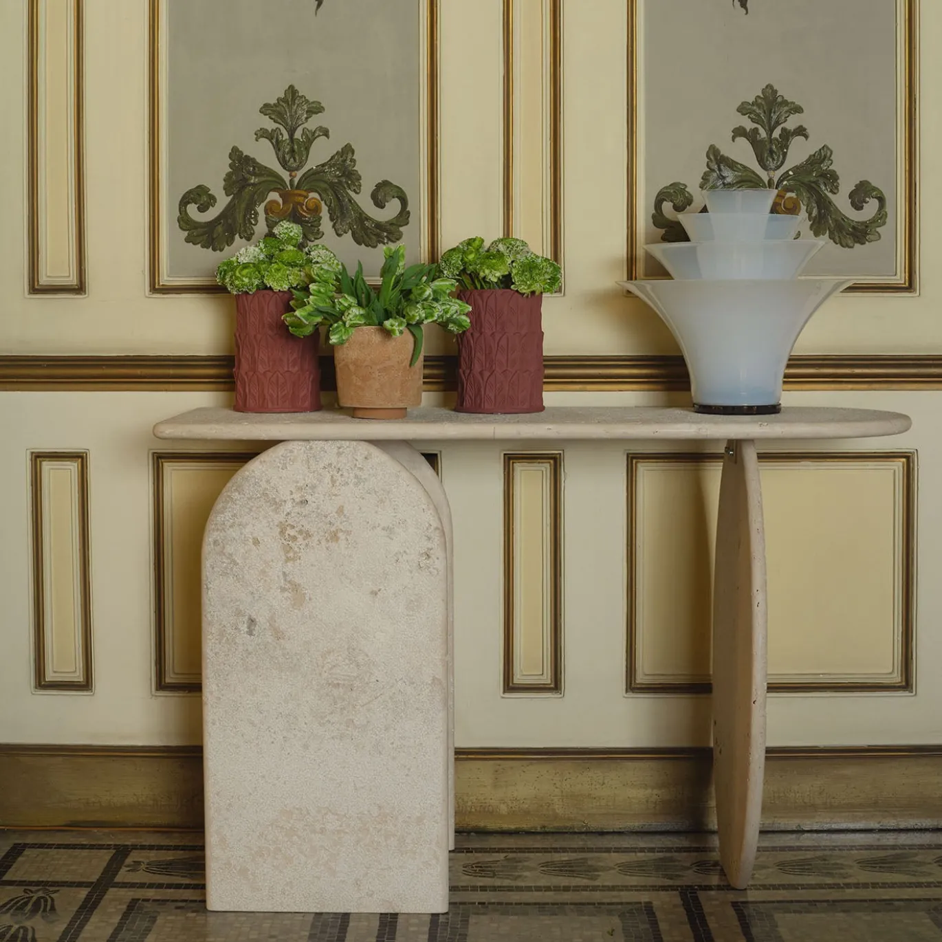 Console Roma Travertino in marmo con finitura grezza