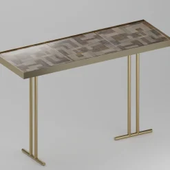 Console Sofia Wallpaper Nebbia in ceramica con finitura oro