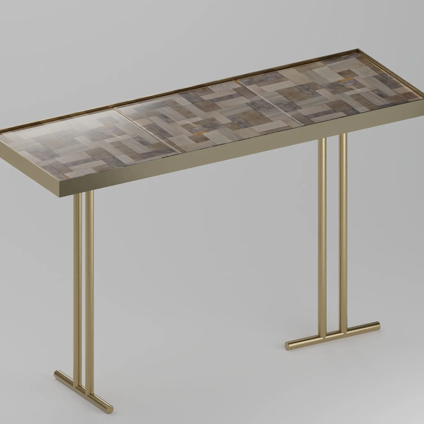 Console Sofia Wallpaper Nebbia in ceramica con finitura oro