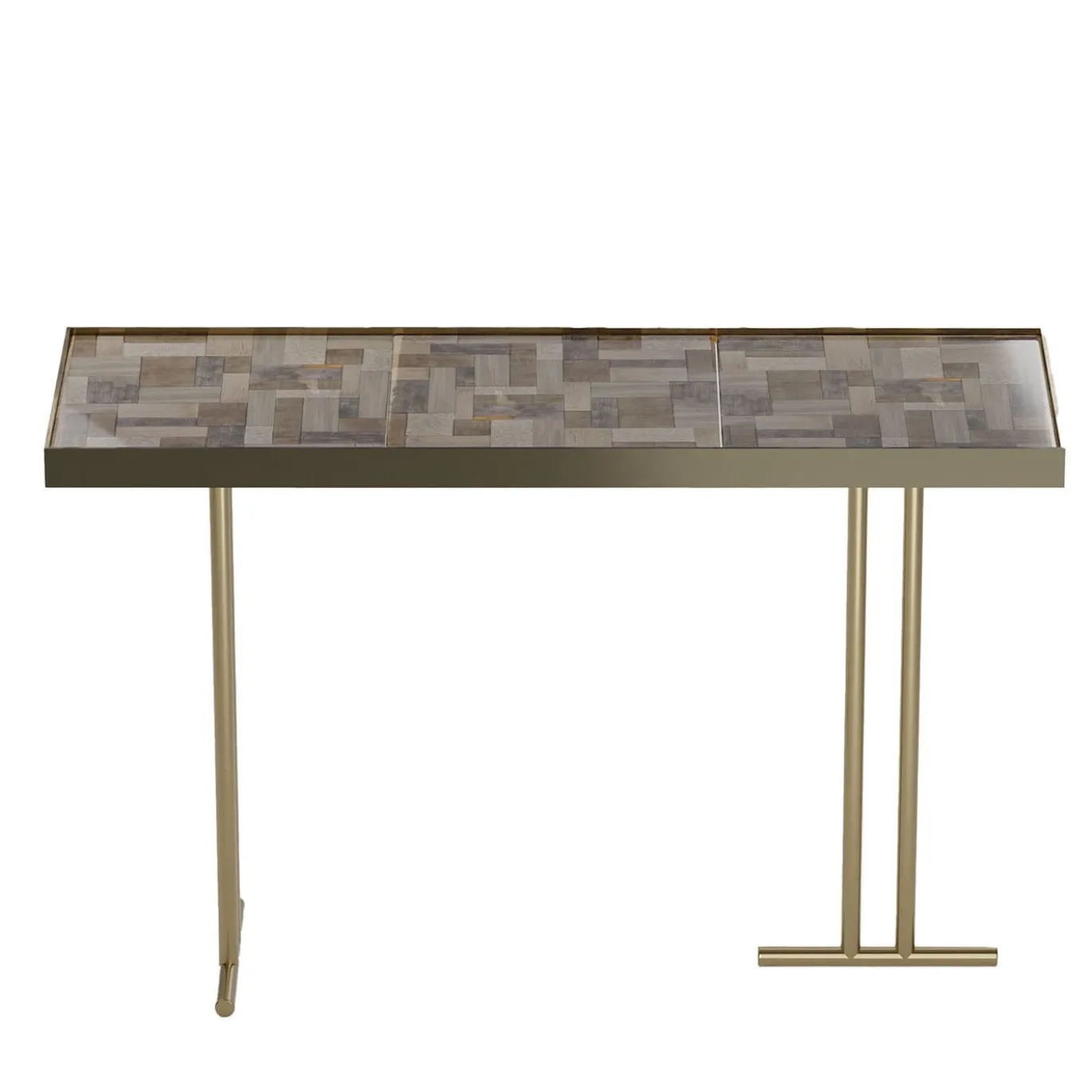 Console Sofia Wallpaper Nebbia in ceramica con finitura oro