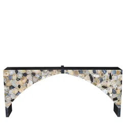 Consolle Ad Arco In Marmo E Pietre Semipreziose