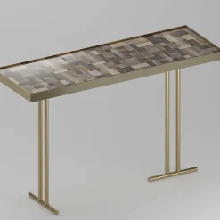 Consolle Camilla Wallpaper Fumo in Ceramica con Finitura Oro