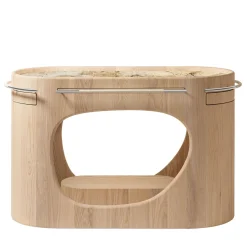 Consolle da bar con base in legno e piano in marmo Maris di Kelly Wearstler