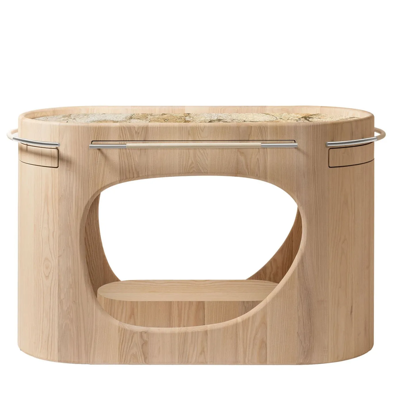 Consolle da bar con base in legno e piano in marmo Maris di Kelly Wearstler