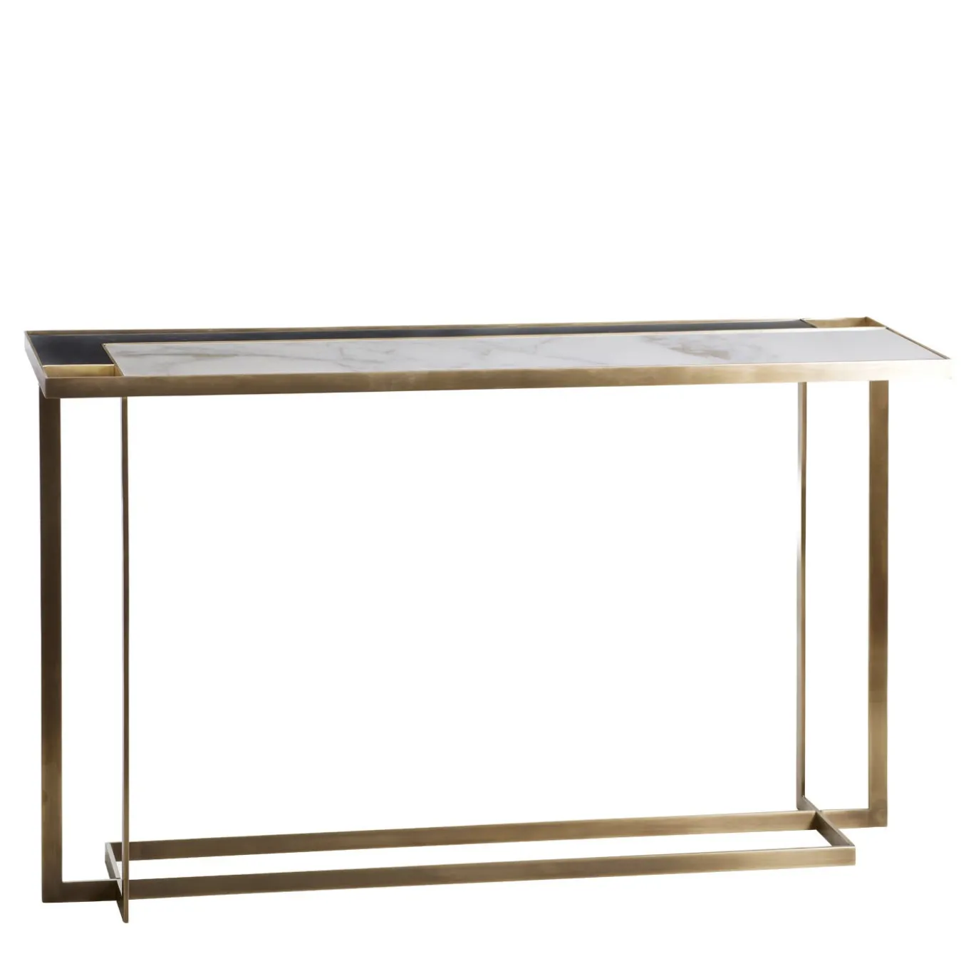 Consolle Gary in ottone con piano in marmo Calacatta