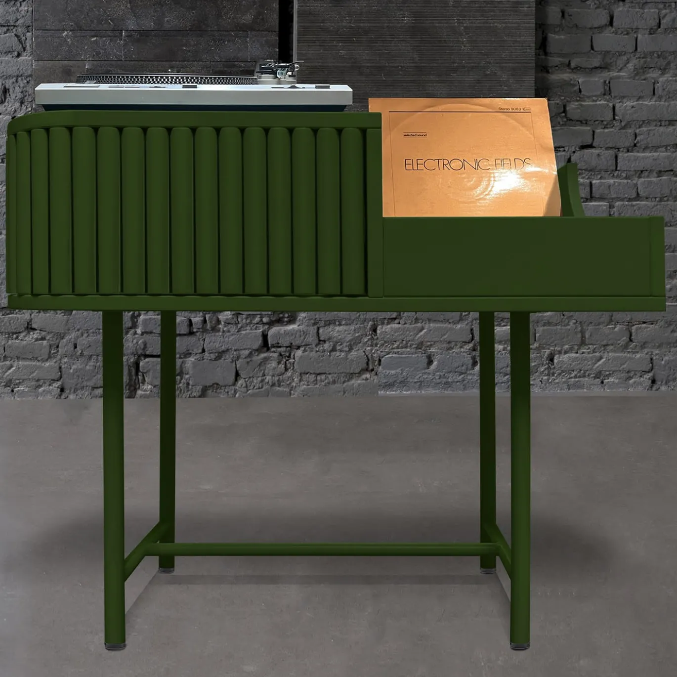Consolle giradischi verde VYC in MDF di Max Dalle Sasse