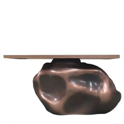 Consolle Impiallacciata Eclipse in Noce con Finitura Bronzo