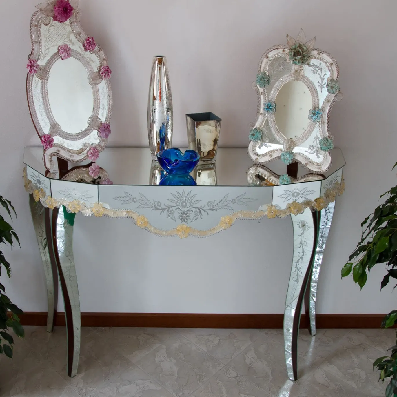 Consolle in vetro di Murano color oro