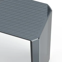 Consolle Jean Michel in vetro grigio fumé e motivo a triangolo