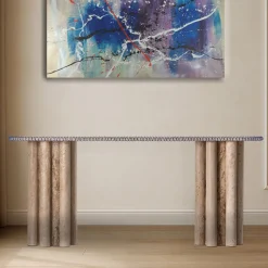 Consolle Lulù in Travertino con Inserti in filo PVC blu