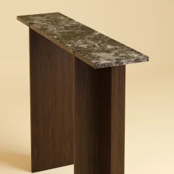 Consolle Maha in Marmo Emperador e Rovere