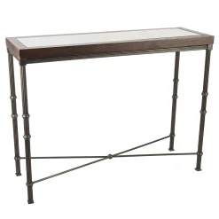 Consolle Onde con piano in rovere e specchio antico