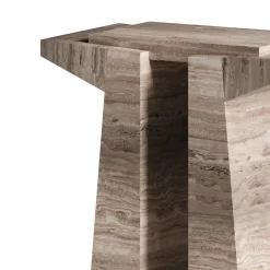 Consolle scultorea piccola in travertino striato