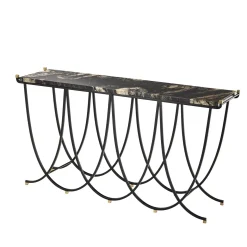 Consolle Urban in Ferro Nero con Piano in Marmo