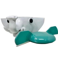 Contenitore grande elefante verde acqua e bianco con coperchio