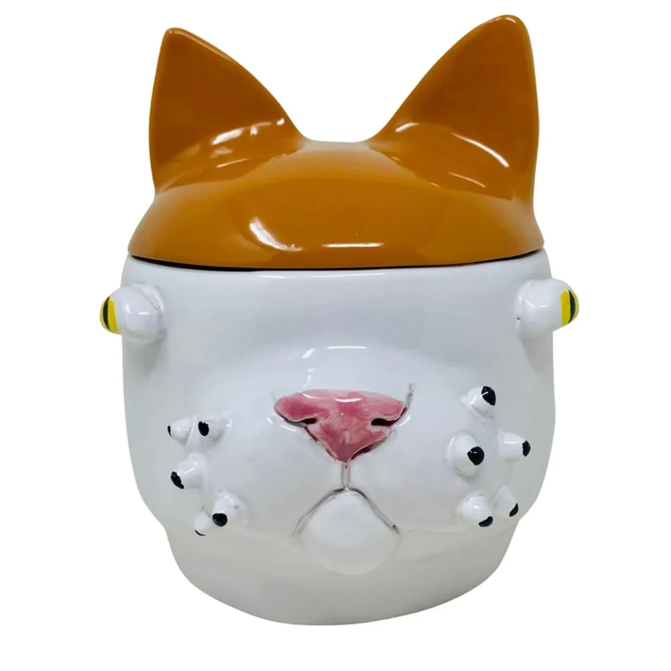 Contenitore piccolo gatto arancione e bianco