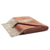 Coperta arancione con frange Zibelline 100% cashmere