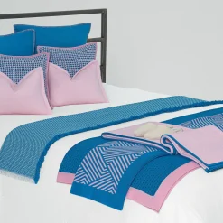 Coperta Biella in pelle blu e rosa